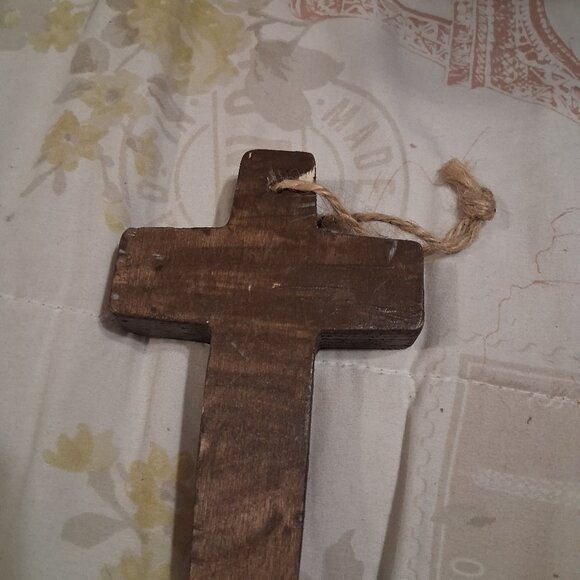 WOODEN HANDMADE CROSS VINTAGE - Picture 1 of 1